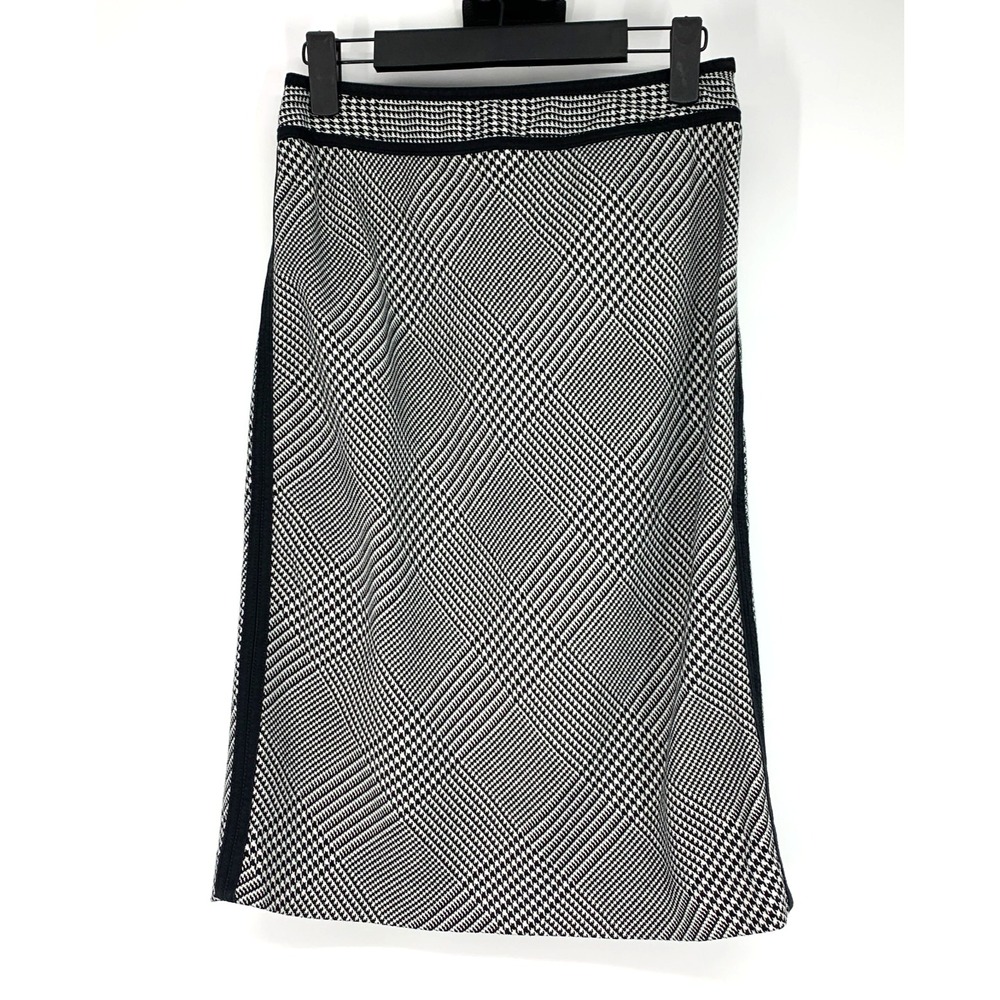 White House Black Market Skirt Size 4 Glen Plaid Pencil Straight Black Trim